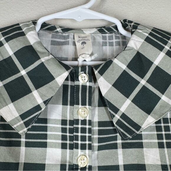 NEW Kate Quinn Organics Girl Plaid Long Sleeve Dress Green Peasant Size 4T - Picture 2 of 6